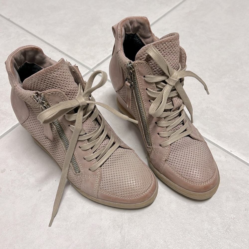 Miz Mooz Leather Hidden Wedge Platform Sneaker Boots